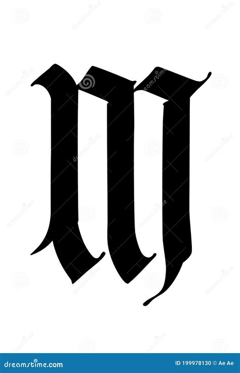 Letter M, in the Gothic Style. Vector. Alphabet. the Symbol is Isolated ...