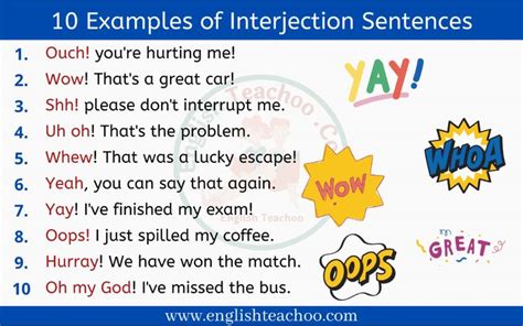 10 Examples of Interjection Sentences 1 | Interjections, Sentence examples, Sentences