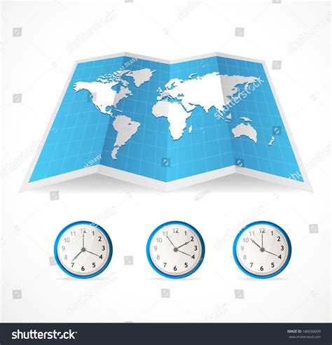 Vector Map Icon World Time Clocks Stock Vector (Royalty Free) 186056609 ...