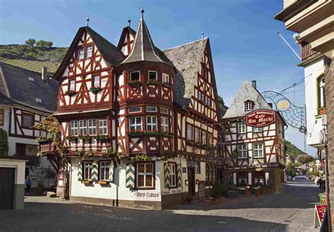 an old european town with half - timbered buildings