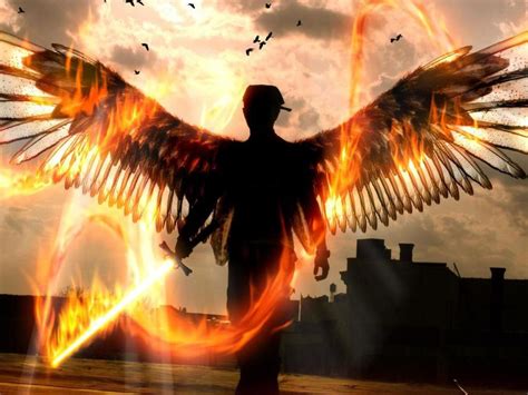 The angels sanctuary: Angel - Flaming sword angel photomanipulated image