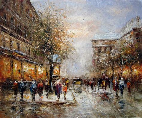 Street Scene Paris Painting Oil Painting on Canvas Signed / Paris ...