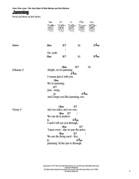 Jamming by Bob Marley - Guitar Chords/Lyrics - Guitar Instructor