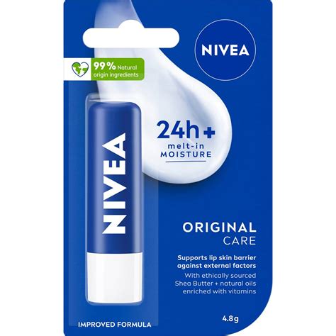 Nivea Lip Original Moisturising Lip Balm For Dry & Cracked Lips 4.8g | Woolworths