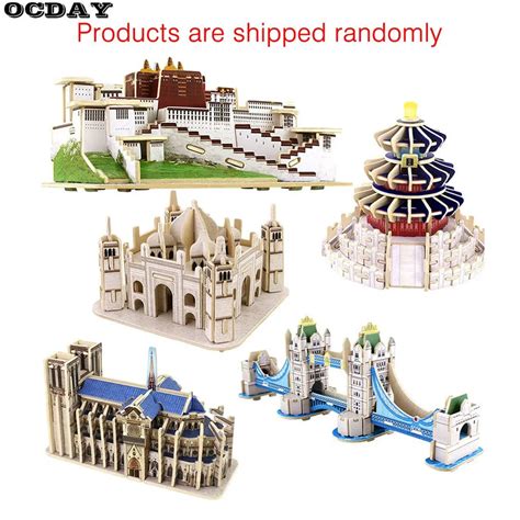 OCDAY 3D Wooden Puzzles Famous Buildings Puzzles Buildings Models Educational Toys For Children ...