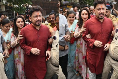 Madhuri Dixit And Dr. Shriram Nene Get Mobbed Outside Siddhivinayak ...