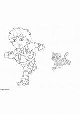 Diego And Jaguar Running coloring Page sketch template