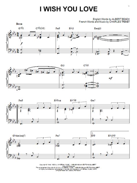 I Wish You Love sheet music by Gloria Lynne (Piano – 96846)