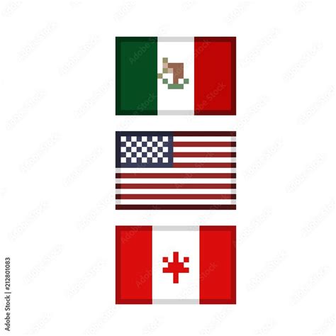 Pixel art concept for USA, Mexico and Canada Stock Illustration | Adobe ...