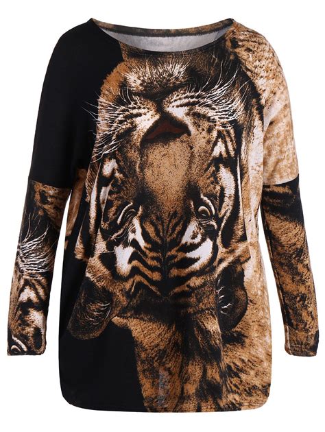 [61% OFF] Plus Size Tiger Print T-Shirt | Rosegal