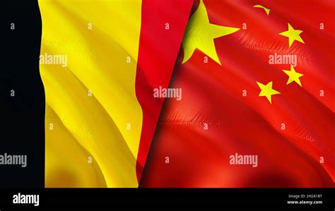 Belgium and China flags. 3D Waving flag design. Belgium China flag ...