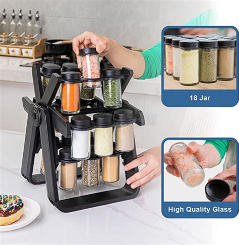 Rotating Spice Rack Organizer with 18 Glass Spice rack - ThePettahKade.lk | Online Shopping in ...