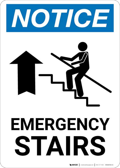 Notice: Emergency Stairs with Arrow Portrait | 5S Today