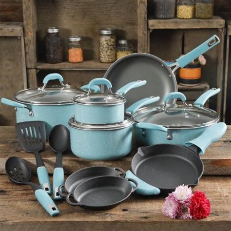 The Pioneer Woman Vintage Speckle 17-Piece Cookware Set, Turquoise ...