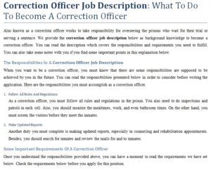 Correction Officer Job Description: What To Do To Become A Correction Officer | shop fresh