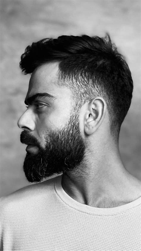 Virat Kohli, Side Beard Look, black and white, cricketer, sports, HD ...