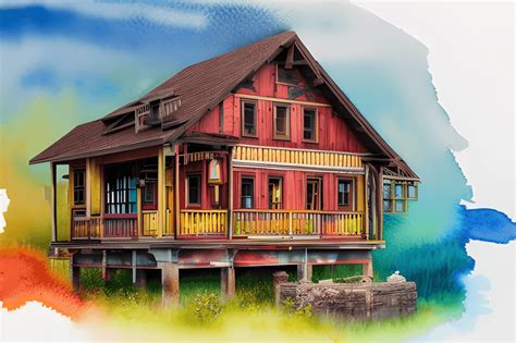 Watercolor Charming Wooden House Illustration · Creative Fabrica