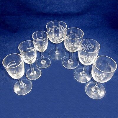 Antique Victorian Sherry/Port Cordial Glasses Wheel Cut Fern pattern ...