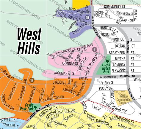 West Hills Map, Los Angeles County, CA – Otto Maps