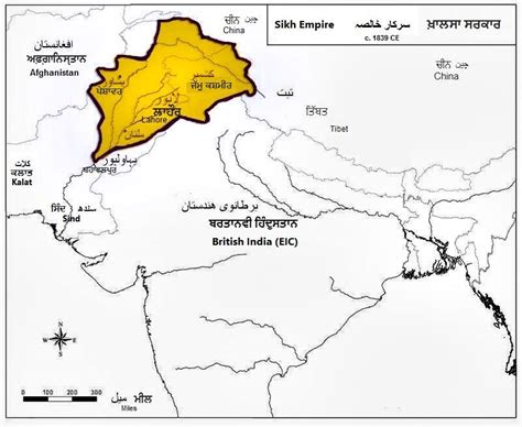 One Punjab - Map of Maharaja Ranjit Singh's Punjab 1839