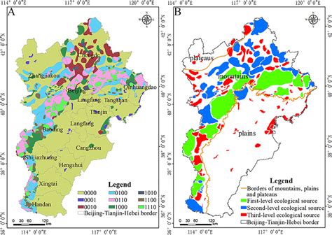 Spatial patterns of ecological sources. Spatial patterns of the (A ...