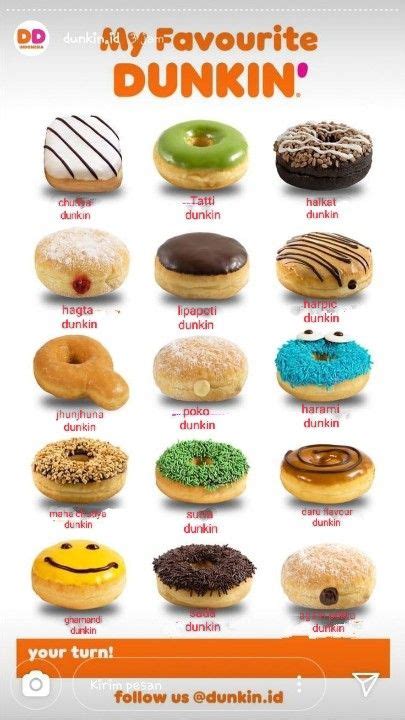 an advertisement for dunkin'donuts with different types of doughnuts