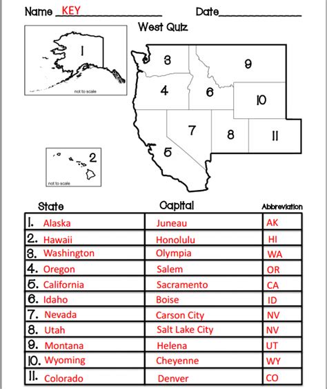 United States Regions Map With Capitals