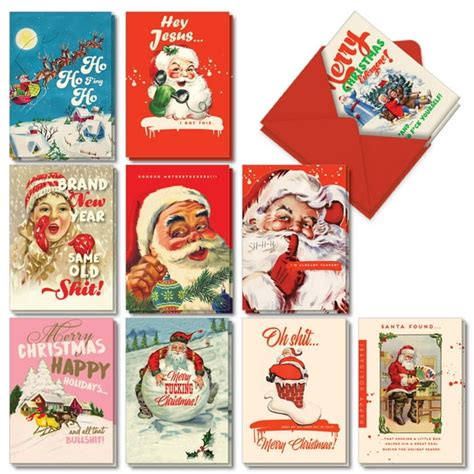 20 Assorted Adult Christmas Cards - Boxed Set for Xmas (10 Designs, 2 ...