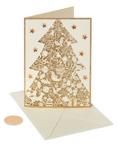 Papyrus Gold Glitter Christmas Tree Boxed Holiday Cards, 8 ct - Kroger