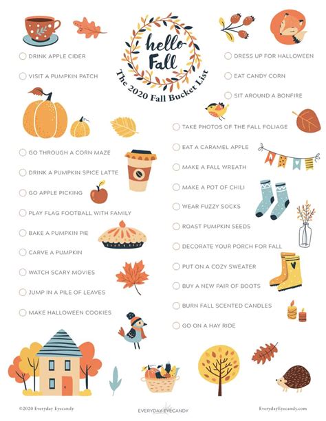 50 Fall Bucket List Ideas and Free Printable 2023 - Everyday Eyecandy