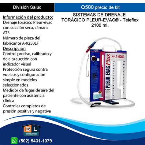 Sistema de Drenaje Torácico PLEUR-EVAC® - Teleflex 2100 ml. - GL Distribuidora Guatemala ...