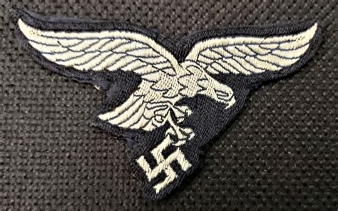 LUFTWAFFE CAP EAGLE INSIGNIA - DARK BLUE - EMBROIDERD - USED - WW II ...