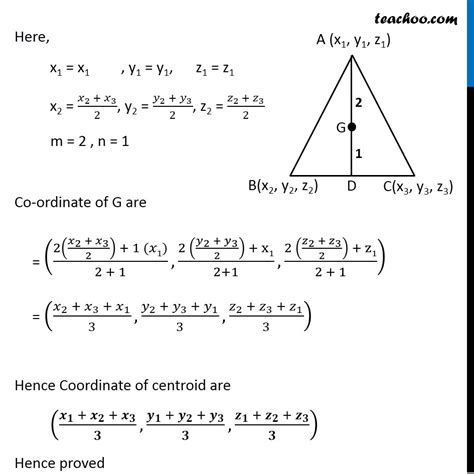 Question 3 - Find coordinates of centroid of triangle - Examples