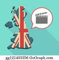 2 Long Shadow Uk Map With A Clapperboard Clip Art | Royalty Free - GoGraph
