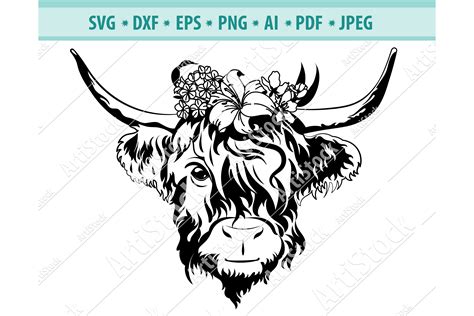 Bull with Flowers SVG, Cow Skull Svg, Buffalo Dxf, Png, Eps (1259387) | Cut Files | Design Bundles