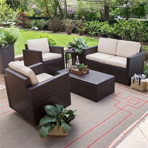 Outdoor Wicker Resin 4-Piece Patio Furniture Dinning Set with 2 Chairs ...