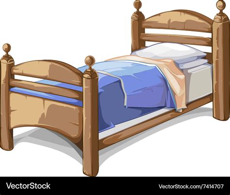 Wood bed in cartoon style Royalty Free Vector Image