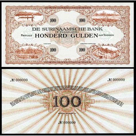 De Surinaamsche Bank, 1925 Issue Specimen Banknote.