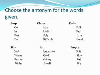 Antonyms | PPT