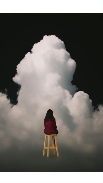 Premium Photo | Woman sitting on clouds UHD wallpaper