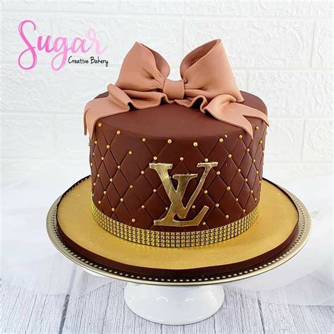 Louis Vuitton Chocolate Cake with Gold Decorations