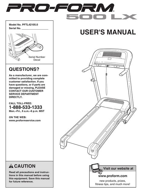 PROFORM 500 LX TREADMILL USER MANUAL Pdf Download | ManualsLib