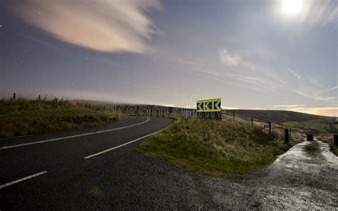 Rural Road at Night in the Fog - Cat and Fiddle Stock Image - Image of star, road: 22442075