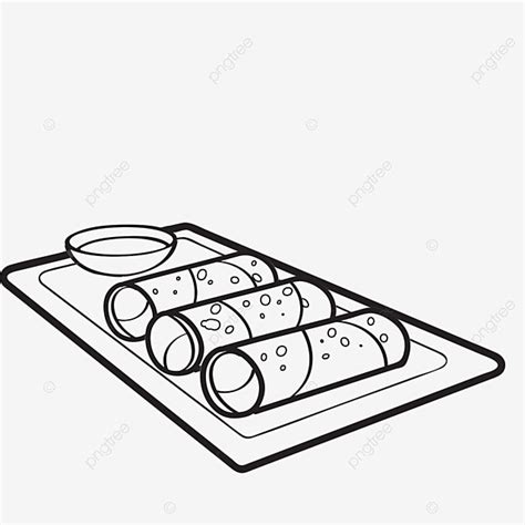 Sketch Food Hand Drawn Food Spring Roll Black And White Line Drawing, Wing Drawing, Food Drawing ...