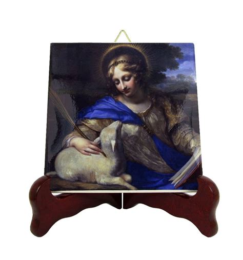 Saints Art St Agnes Icon on Tile Saint Agnes of Rome Catholic Saints Sant'agnese Christian ...