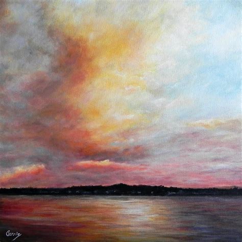 Storm Clouds Sunset over Lake Refection 16"x16" Acrylic | Clouds sunset ...