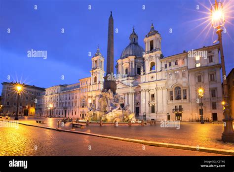 Piazza Navona Square at night, Rome, Italy Stock Photo - Alamy