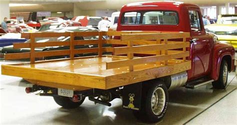 Red 55 Stake Bed | Wooden truck bedding, Custom truck beds, Classic ford trucks