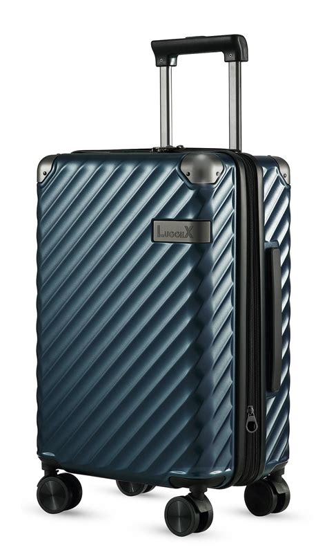 LUGGEX Blue Carry On Luggage 22x14x9 - Polycarbonate Expandable Hard Shell Suitcase with Spinner ...