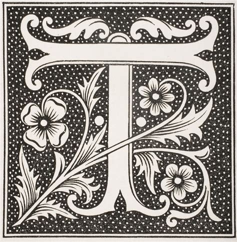 Decorative Capital Letter T Drawing by Vintage Design Pics